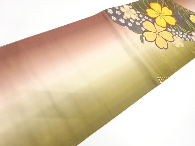  流水に桜模様織り出し　振袖用袋帯